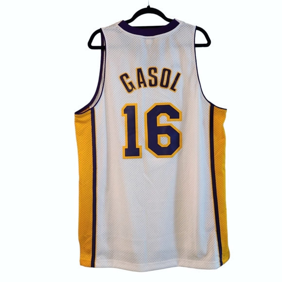 *NWOT* LA Lakers Pau Gasol #16 NBA Jersey Sunday Whites Adidas - Picture 2 of 7